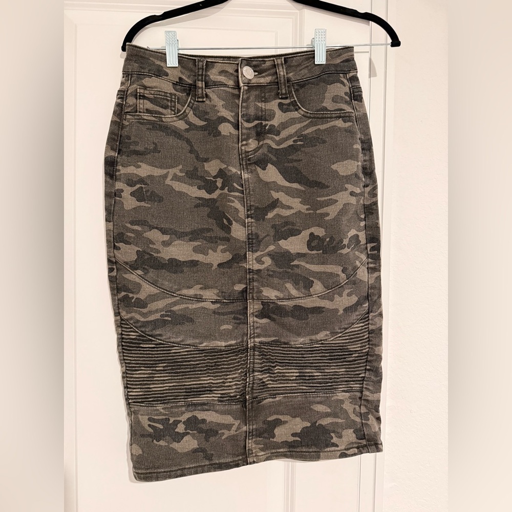 Camouflage Denim Skirt